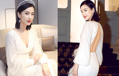 黄圣依穿深V露背性感白裙，端庄大方尽显魅力！