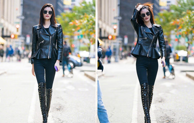 何穗现身维密试装，皮衣配长靴可甜可酷气场十足！