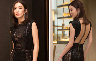 佘诗曼一袭修身礼服大秀美背，妩媚风情女人味十足！