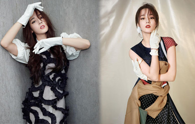 迪丽热巴造型百变登杂志封面，“羊毛”卷发白丝袜慵懒性感！