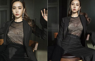 蔡依林晒美照气质满分霸气十足，穿黑色透视装性感冷艳！