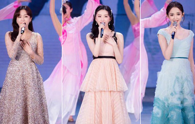 岚景甜古力娜扎三美亮相元宵晚会，惊艳献唱仙气十足！