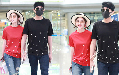 唐艺昕张若昀被曝领证后牵手现身 高调穿情侣装秀恩爱!