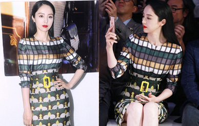 董璇雪肤红唇美艳十足,美腿并拢坐姿优雅迷人!